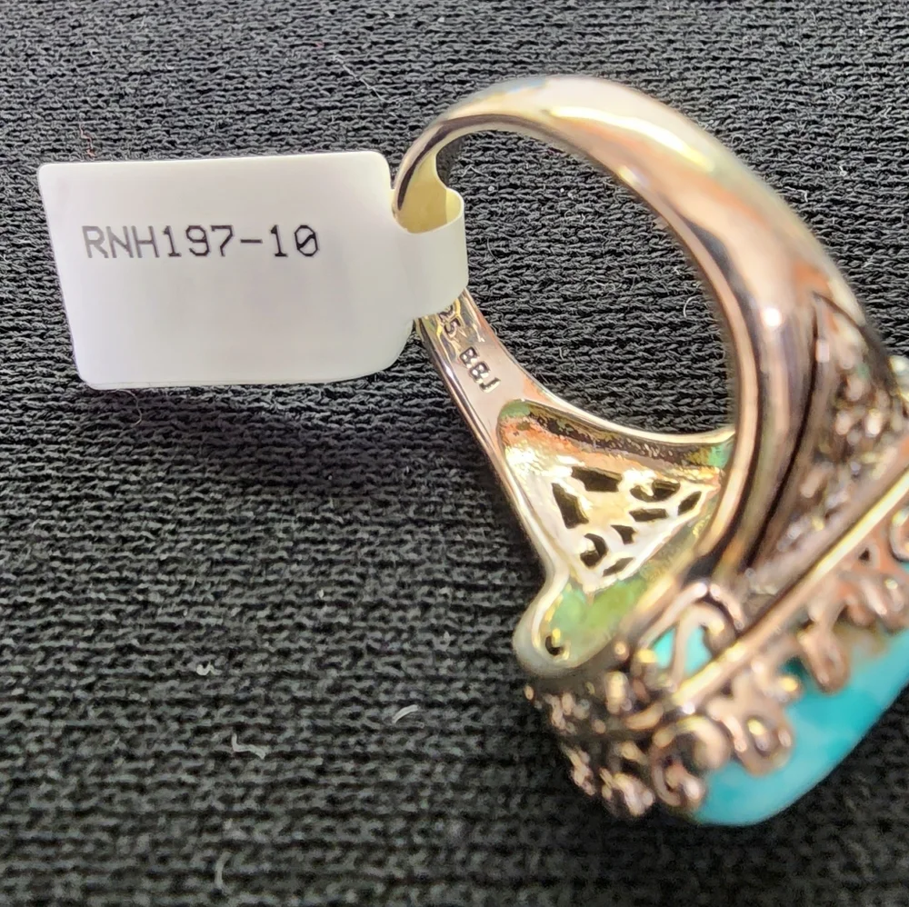 NWT Sterling Silver & 3/4 inch Long Stone Turquoise Ring SZ 10?